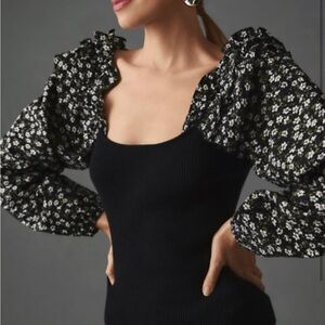 Anthropologie Floral Puffy Sleeve Top